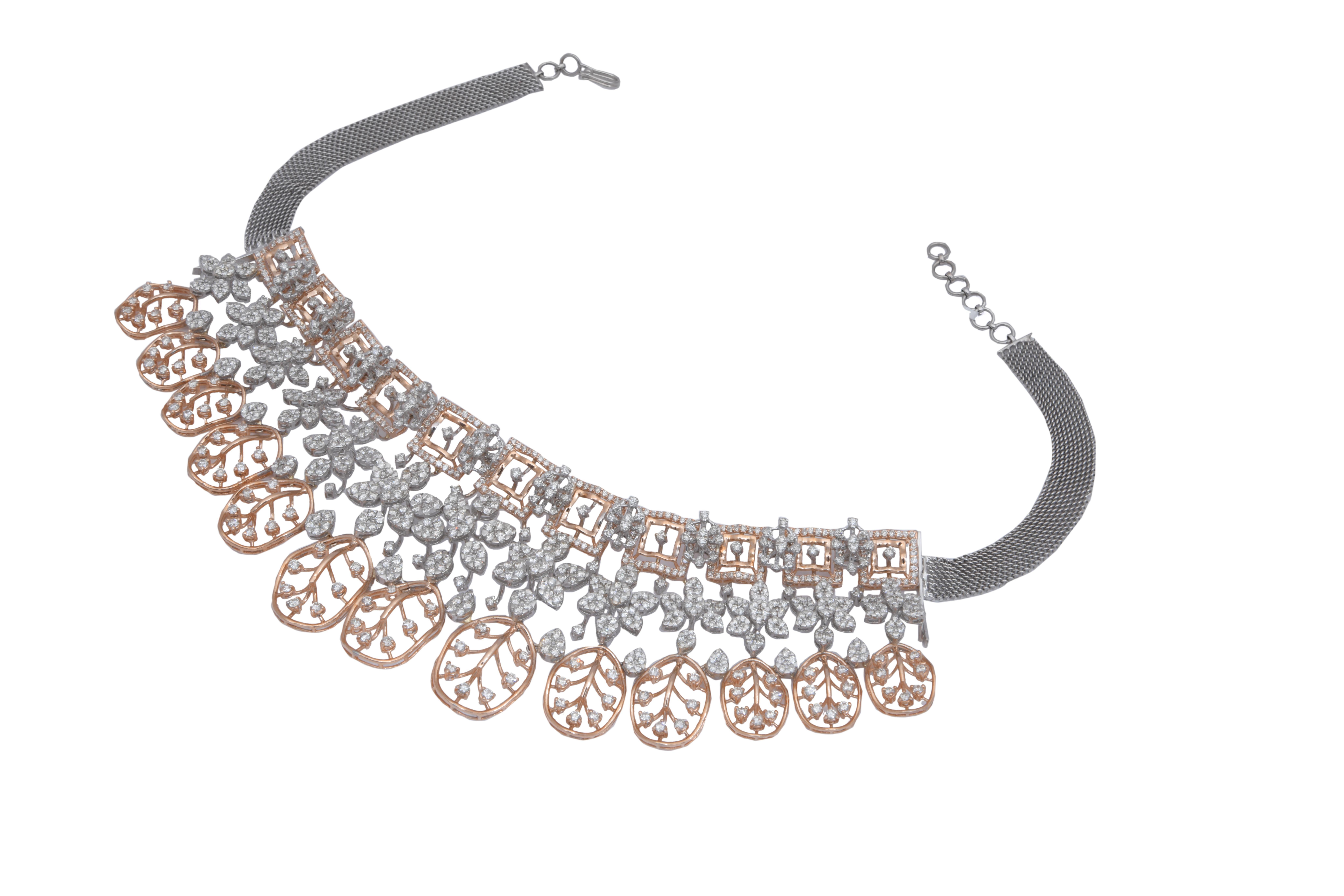 Halskette aus natürlichen Diamanten mit 16.30 Karat Diamanten und Gold 14k im Zustand „Neu“ im Angebot in jaipur, IN