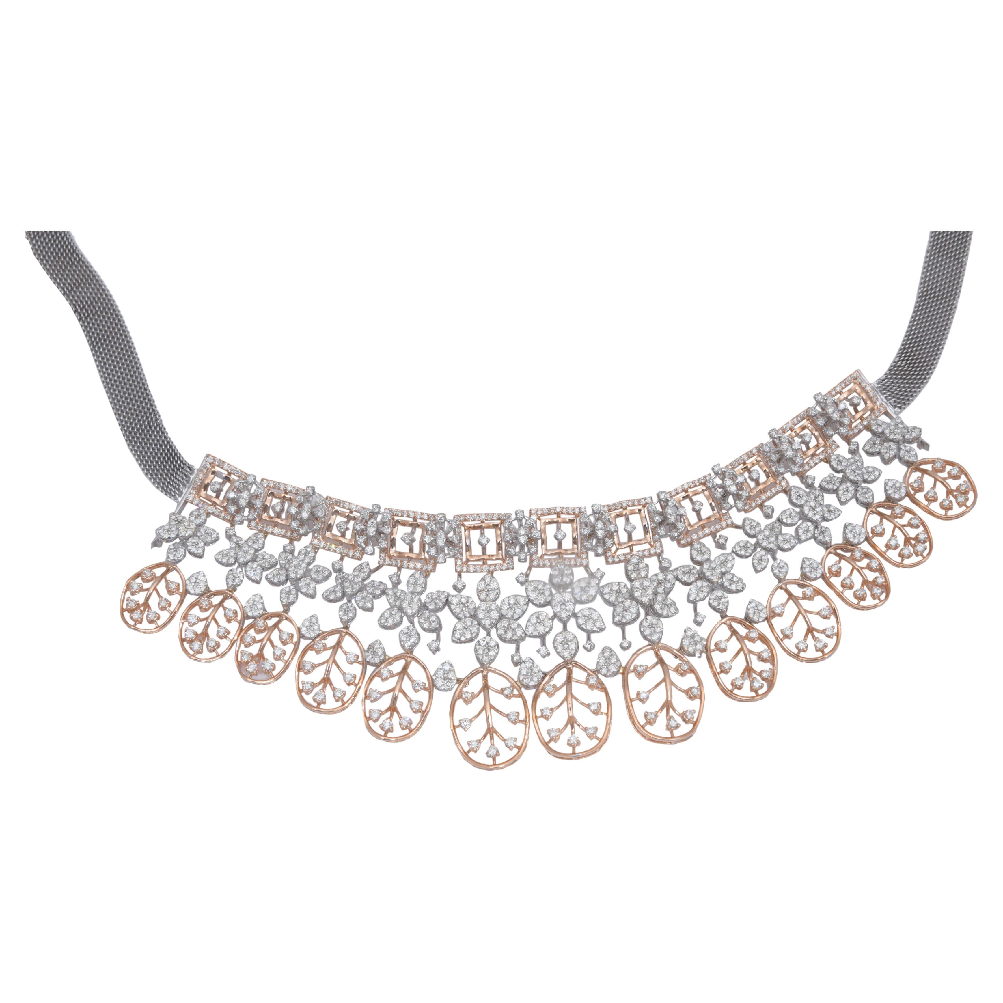 Natural Diamond Necklace with 16.30cts Diamond and Gold 14k