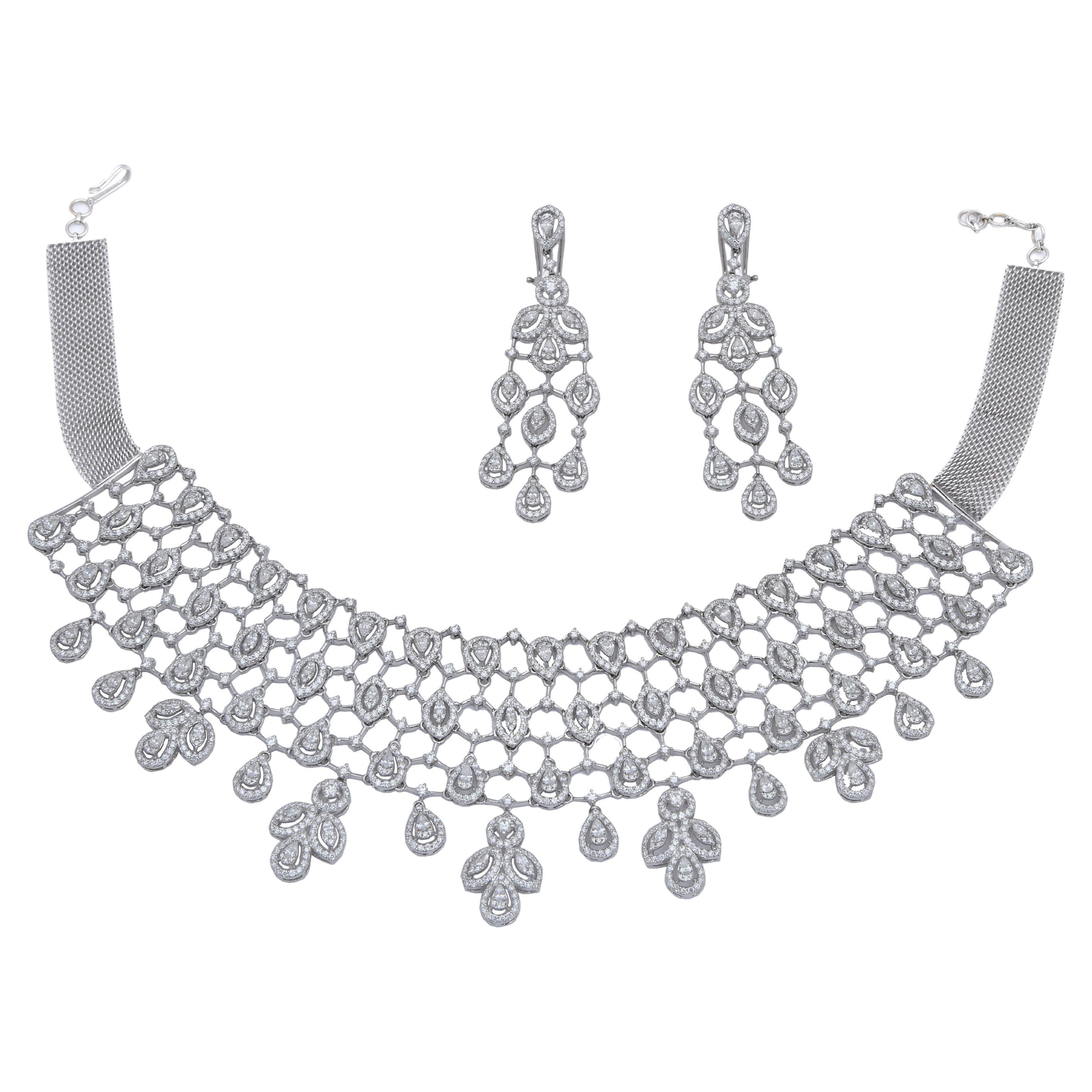 Natural Diamond Necklace with 23.88cts Diamond and Gold 14k
