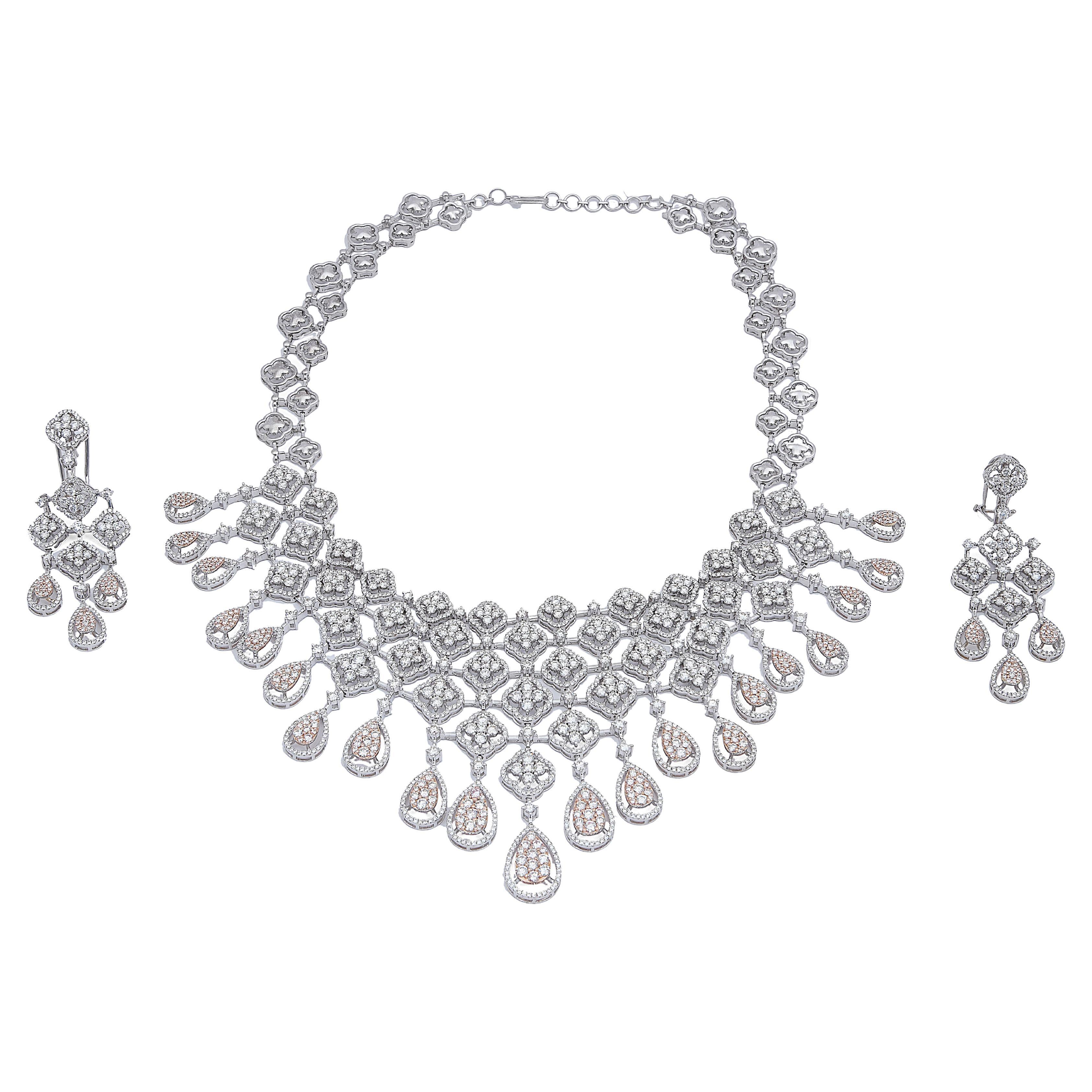 Natural Diamond Necklace with 27.66 Carats Diamond and Gold 14k