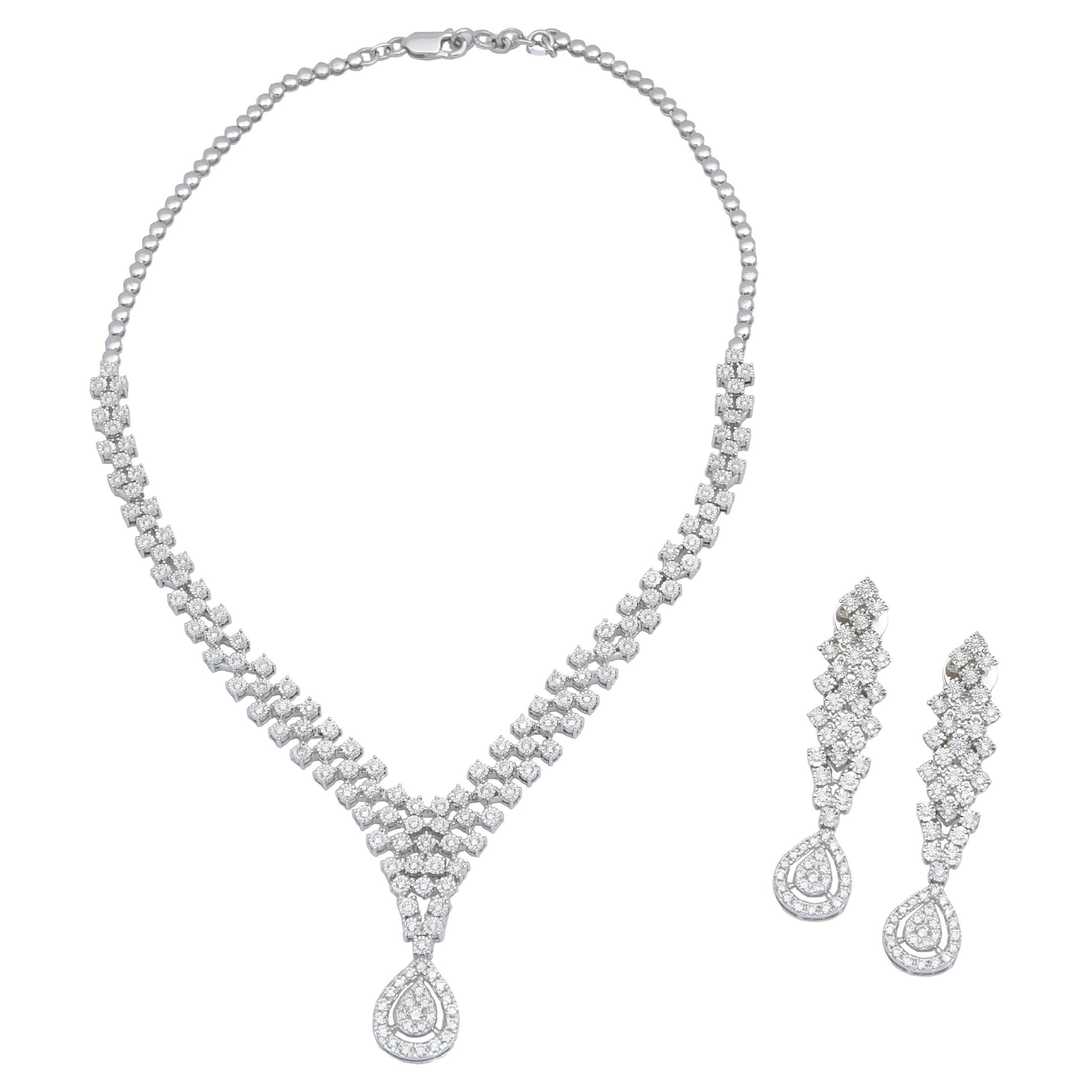 Natural Diamond Necklace with 2.92cts Diamond and 14k Gold