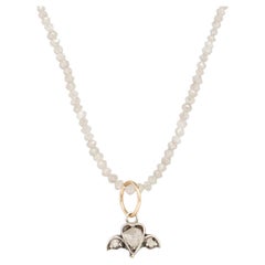 Natural Diamond Necklace with Diamond Clasp + Winged Heart Charm