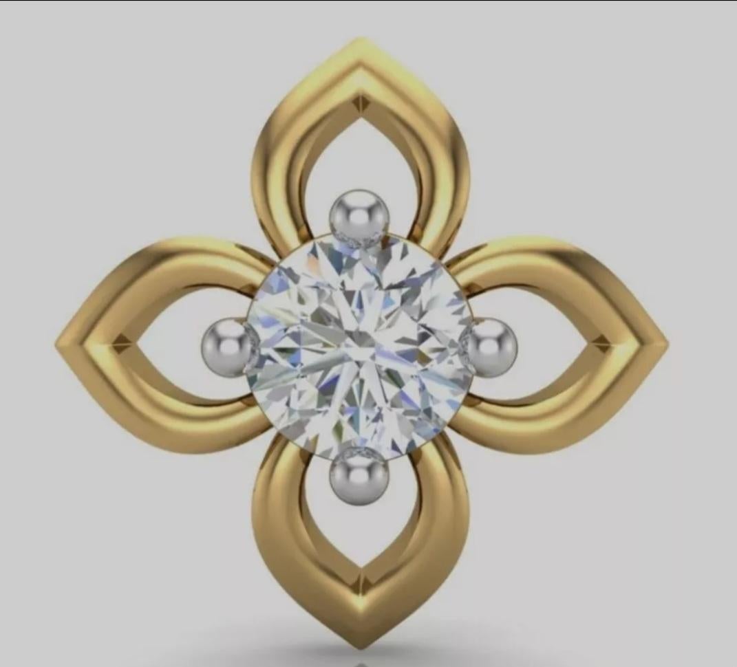 Natural Diamond Nose Pin 14K Solid Gold Pin For Women Body Jewelry Birthday Gift In New Condition For Sale In Chicago, IL