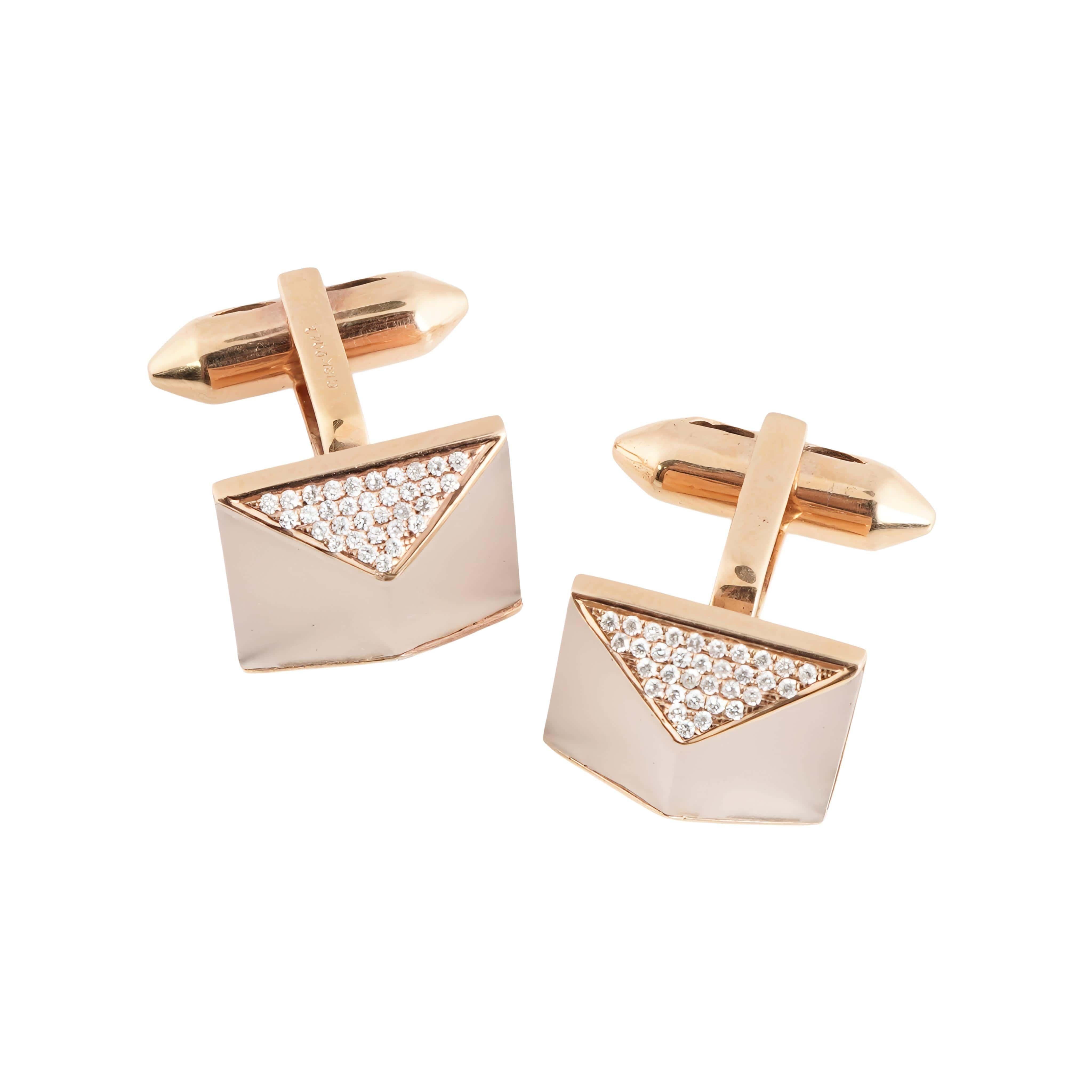 Gemelos de ónice con diamante natural en oro de 18 quilates Corte mixto en venta