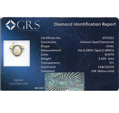 Natural 0.23cts Diamond & 1.60cts Opal Ring in 14K Gold