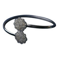 Bracciale aperto con diamanti naturali in argento 925 Regalo di moda con diamanti.