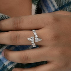 Natural Diamond Open Cuff Ring SI/H 1.55 Carat 14k White Gold Wedding Ring Gift