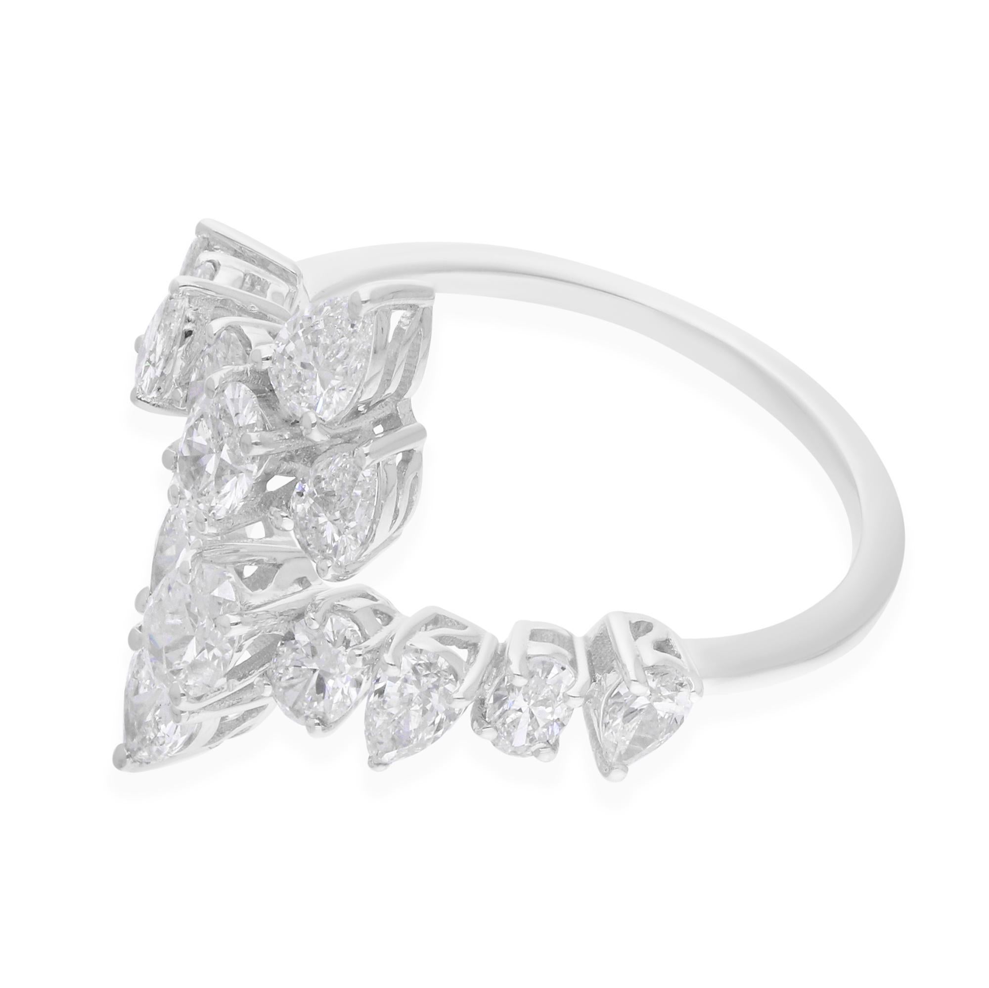 Im Angebot: Natürlicher Diamant Offener Manschettenring SI/H 1,55 Karat 14k Weißgold Ehering Geschenk () 5