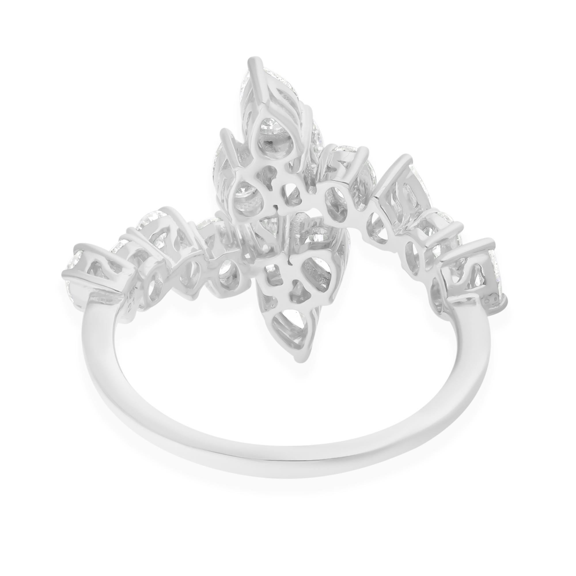 Im Angebot: Natürlicher Diamant Offener Manschettenring SI/H 1,55 Karat 14k Weißgold Ehering Geschenk () 6