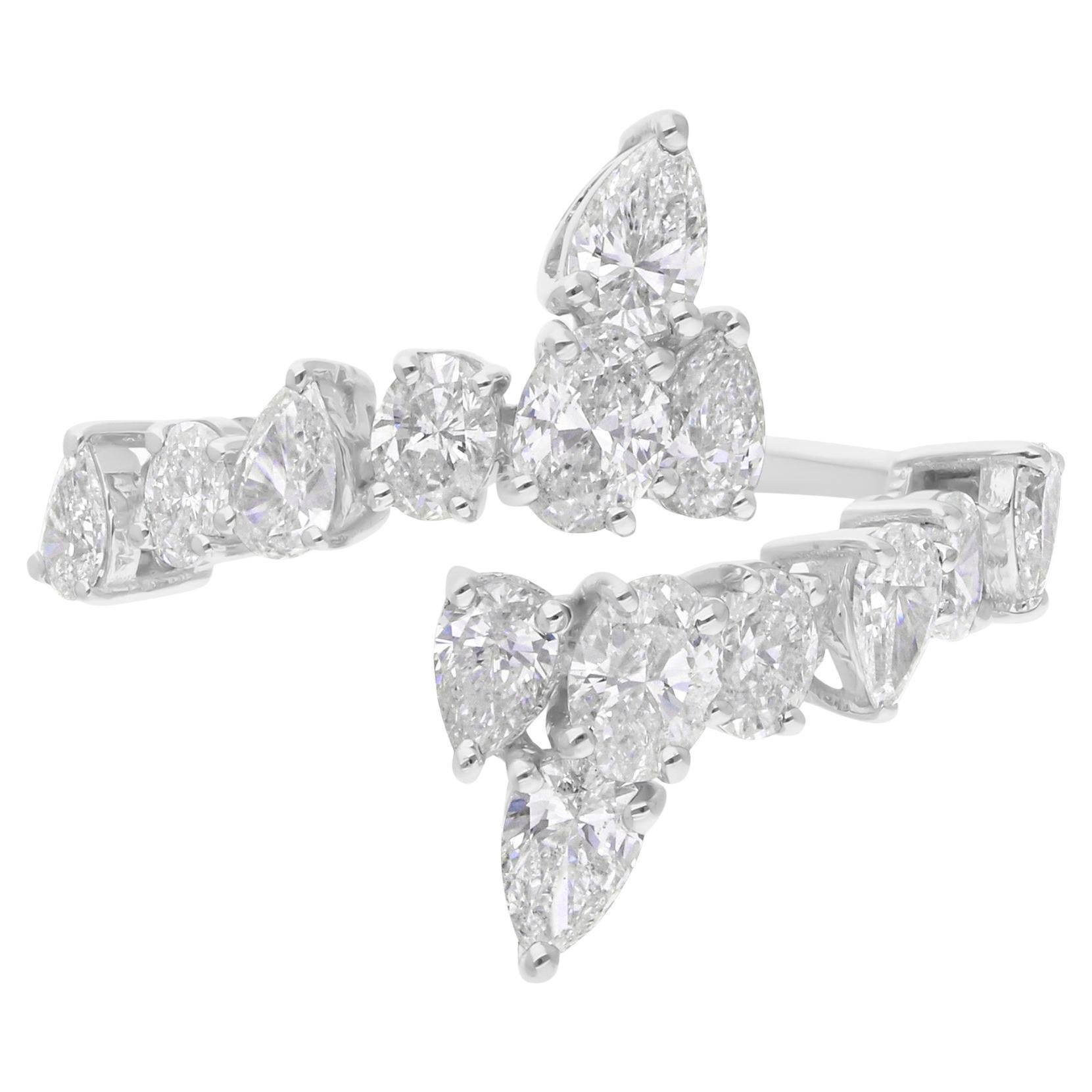 Im Angebot: Natürlicher Diamant Offener Manschettenring SI/H 1,55 Karat 14k Weißgold Ehering Geschenk ()