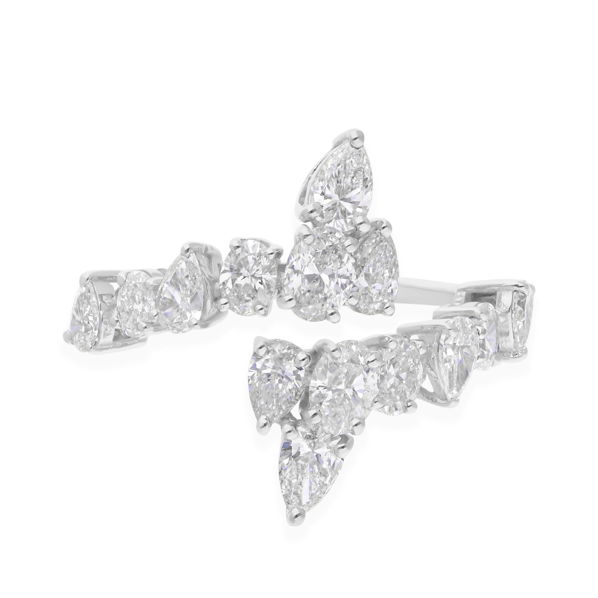 Natürlicher Diamant Offener Manschettenring SI/H 1,55 Karat 18k Weißgold Ehering Geschenk