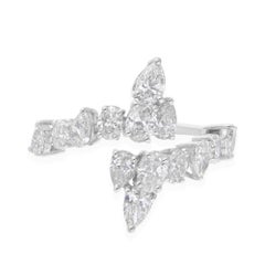 Natürlicher Diamant Offener Manschettenring SI/H 1,55 Karat 18k Weißgold Ehering Geschenk
