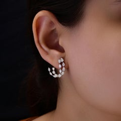 Natural Diamond Open Hoop Earrings 1.70 Carats 18K White Gold Pear & Marquise