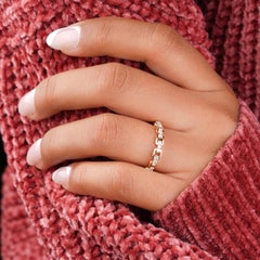 Nature Diamond Open Link Engagement Ring 14k Gold Ring Link Chain Ring For Her.