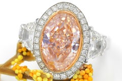 Natural Diamond Oval Fancy Pink 5.03 Carat GIA Halo Engagement Ring Platinum