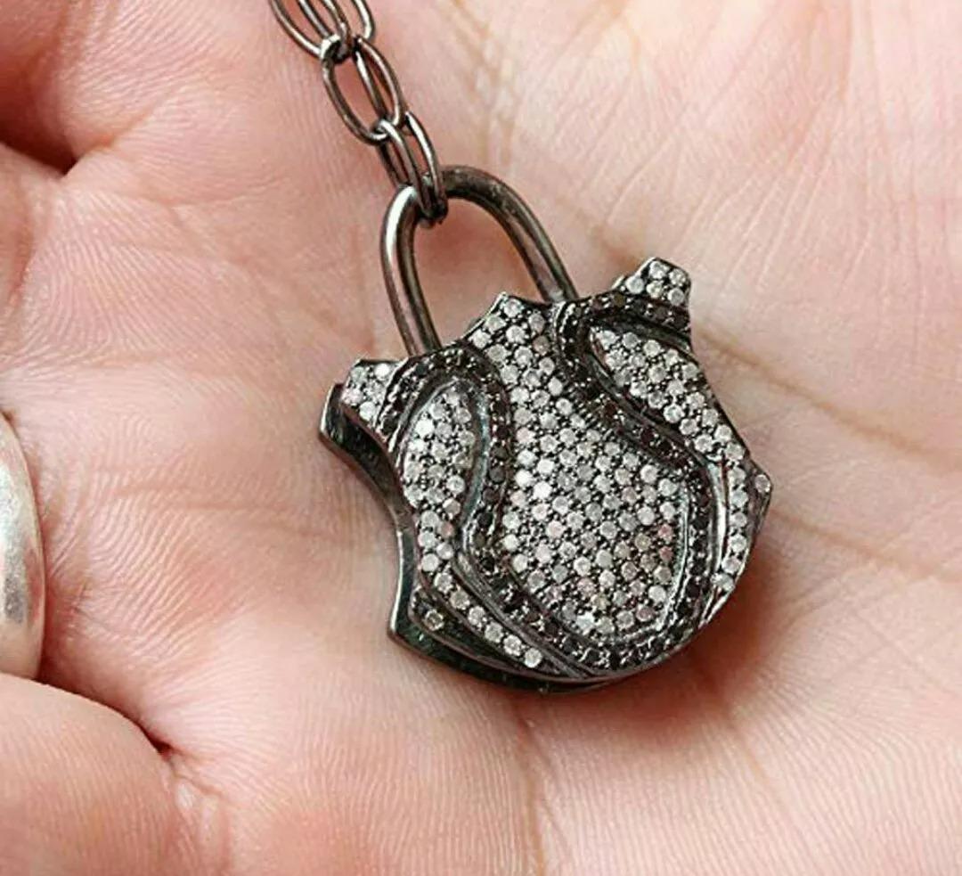 Natural Diamond Padlock Necklace 925 Sterling Silver Everyday Fashion Jewelry
Light weight can be worn everyday

Additional information:
Condition: New with tags: A brand-new, unused, and unworn item (including handmade items) in the original