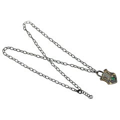 Halskette mit natürlichem Diamant- Padlock-Anhänger aus 925er Sterlingsilber