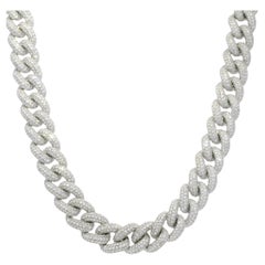 Natural Diamond Pave 14-Karat Cuban Link Necklace In Stock