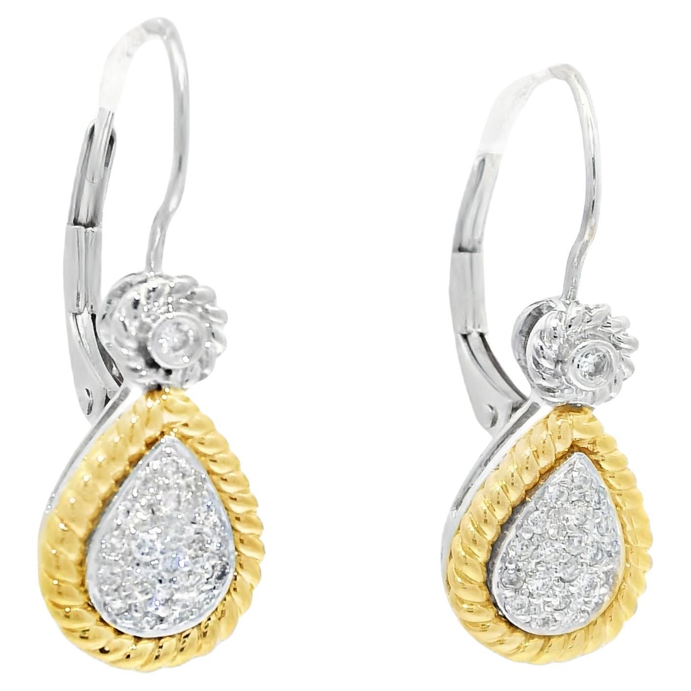 Orecchini a goccia con pavé di diamanti naturali da 14 carati In magazzino