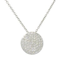 Natural Diamond Pave 18-Karat Circle Pendant Necklace In Stock