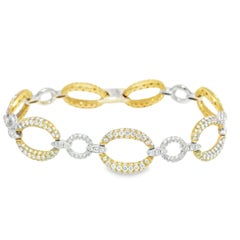 Natural Diamond Pave 18-Karat Oval Link Bracelet In Stock