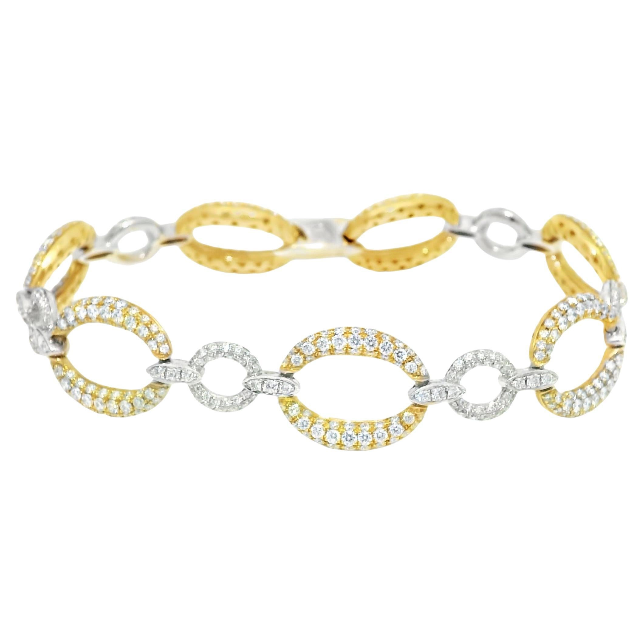 Natural Diamond Pave 18-Karat Oval Link Bracelet In Stock