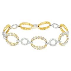 Natural Diamond Pave 18-Karat Oval Link Bracelet In Stock