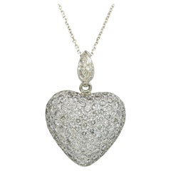 Natural Diamond Pave & Marquise Cut Diamond 18 Karat Heart Pendant In Stock
