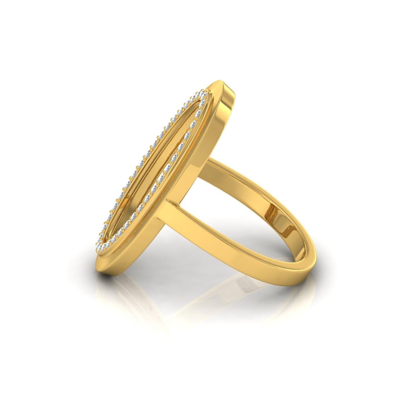 Natürlicher Diamant-Pavé-Ring in ovaler Form aus 18 Karat Gelbgold Handgefertigter feiner Schmuck (Rundschliff) im Angebot