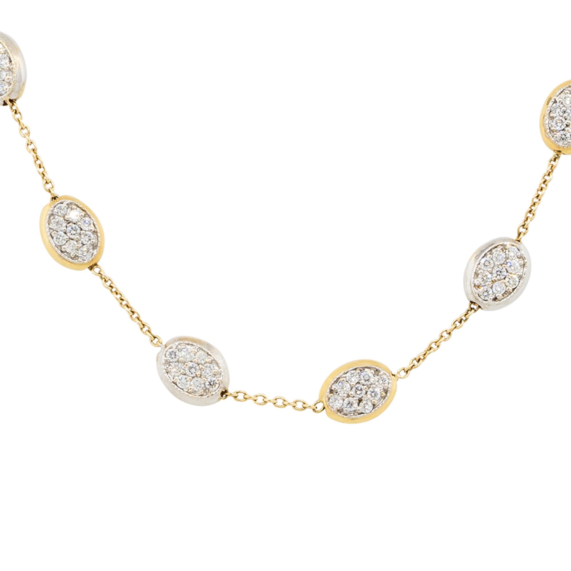 Taglio rotondo Collana extra lunga con pavé di diamanti naturali a 18 carati In magazzino in vendita