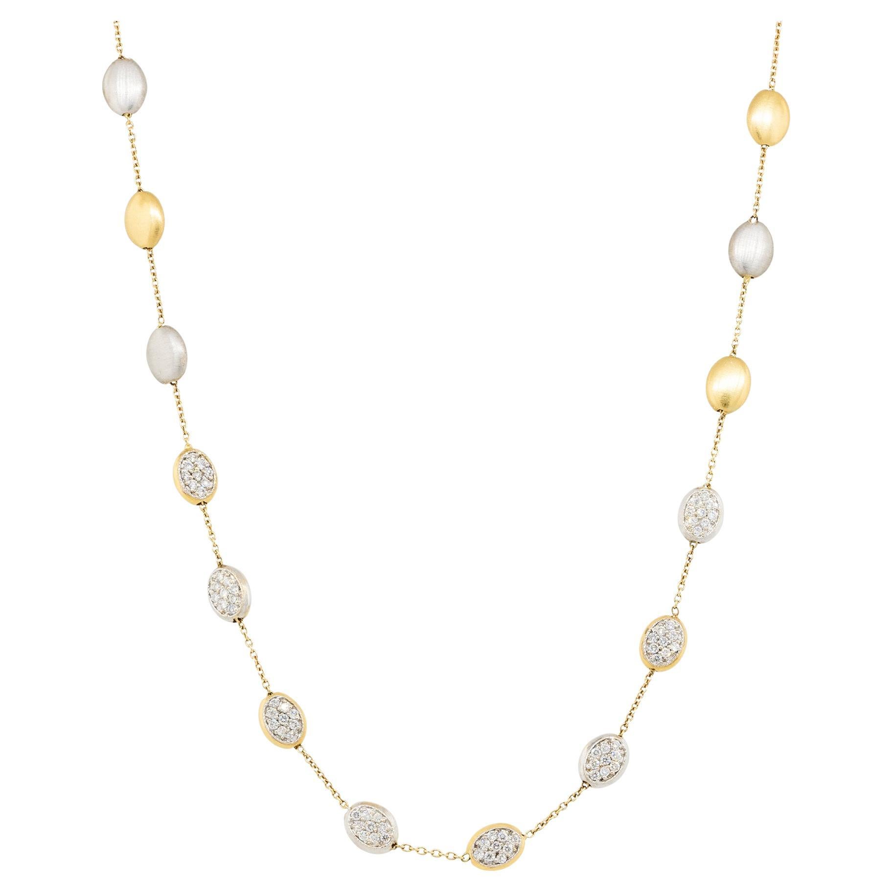 Natural Diamond Pave Pebble 18 Karat Extra Long Necklace In Stock