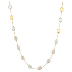 Extra lange Halskette aus 18 Karat natürlichem Diamanten mit Pave-Pebble-Diamant, auf Lager