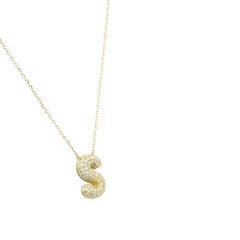Natural Diamond Pave "S" Initial 14-Karat Pendant Necklace In Stock