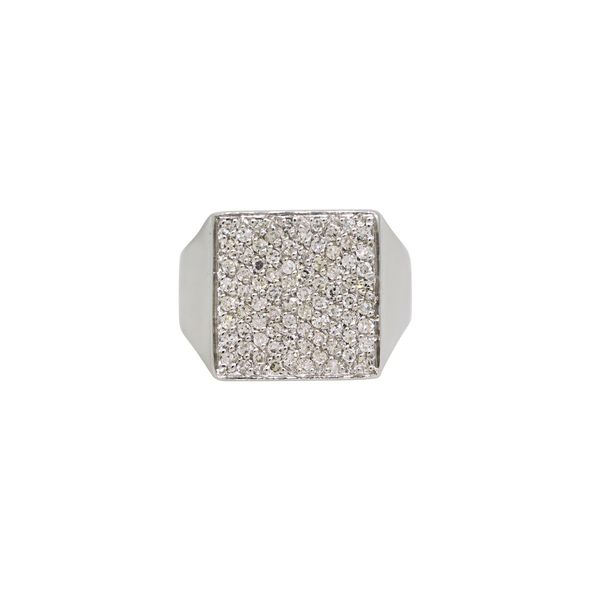 14k White Gold 0.60 Carat Natural Diamond Pave Square Ring

This square ring is a cool and modern piece of jewelry. There are natural round diamonds on the face of this ring, making it super trendy and not too flashy. This ring can stand on its own