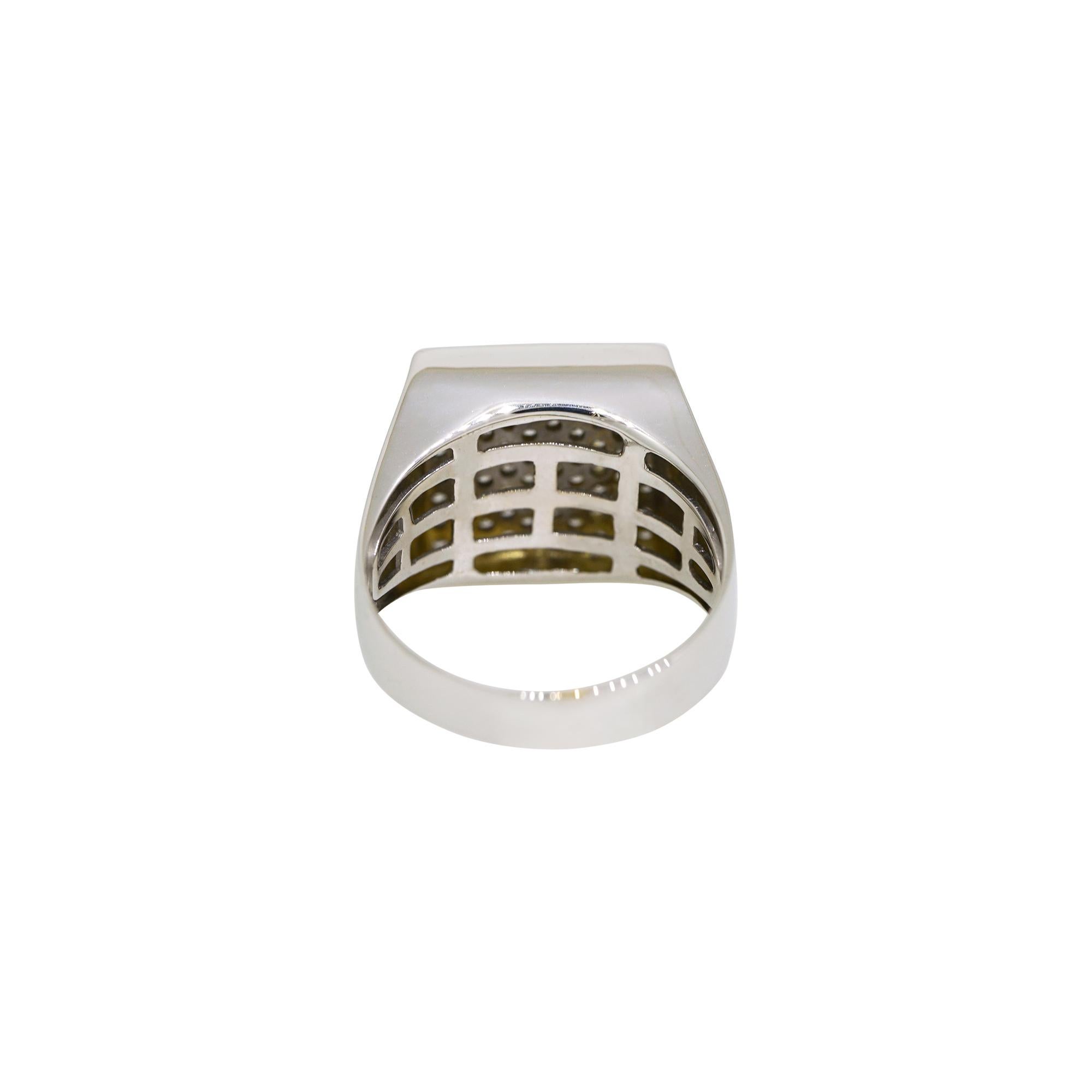 Women's Natural Diamond Pave Square 14 Karat Ring In Stock For Sale