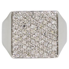 Bague carrée en or 14 carats sertie de diamants naturels pavés