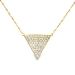 Natural Diamond Pave Triangle 14-Karat Pendant Necklace In Stock