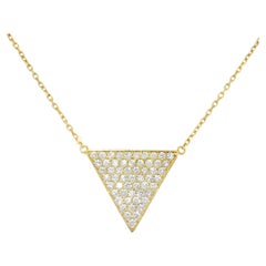 Natural Diamond Pave Triangle 14-Karat Pendant Necklace In Stock