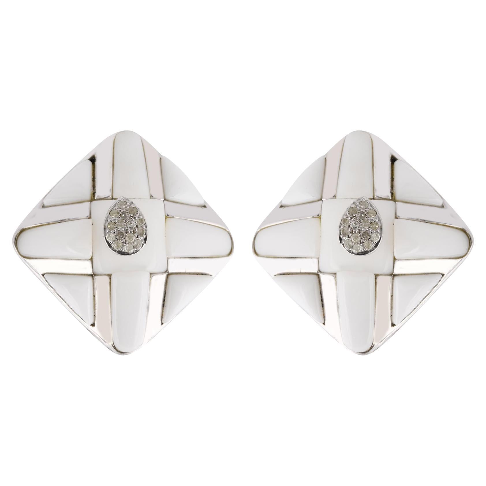 .925 Sterling Silver 1/3 Carat 7 Stone Pave Set Diamond Beaded Stud