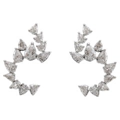 Natural Diamond Pear Cut Stud Earrings 0.91 Carats in 18K White Gold