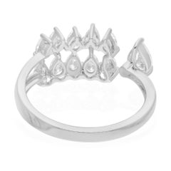 Natural Diamond Pear Wrap Ring in 18K White Gold 0.95 Ct Open Cuff Diamond Ring