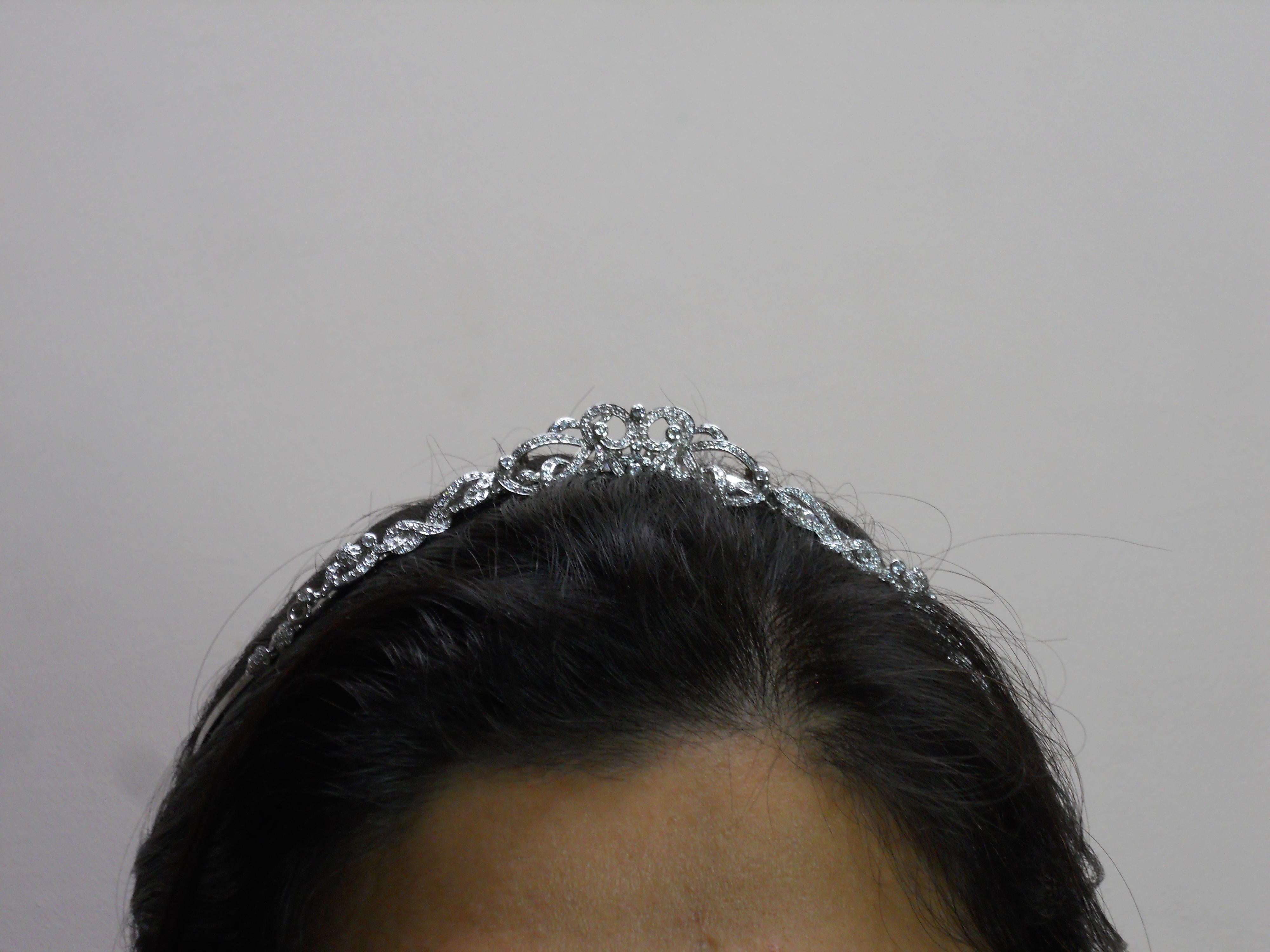 Perle di diamante naturali a goccia in argento sterling collana a fascia convertibile con tiara in vendita 13