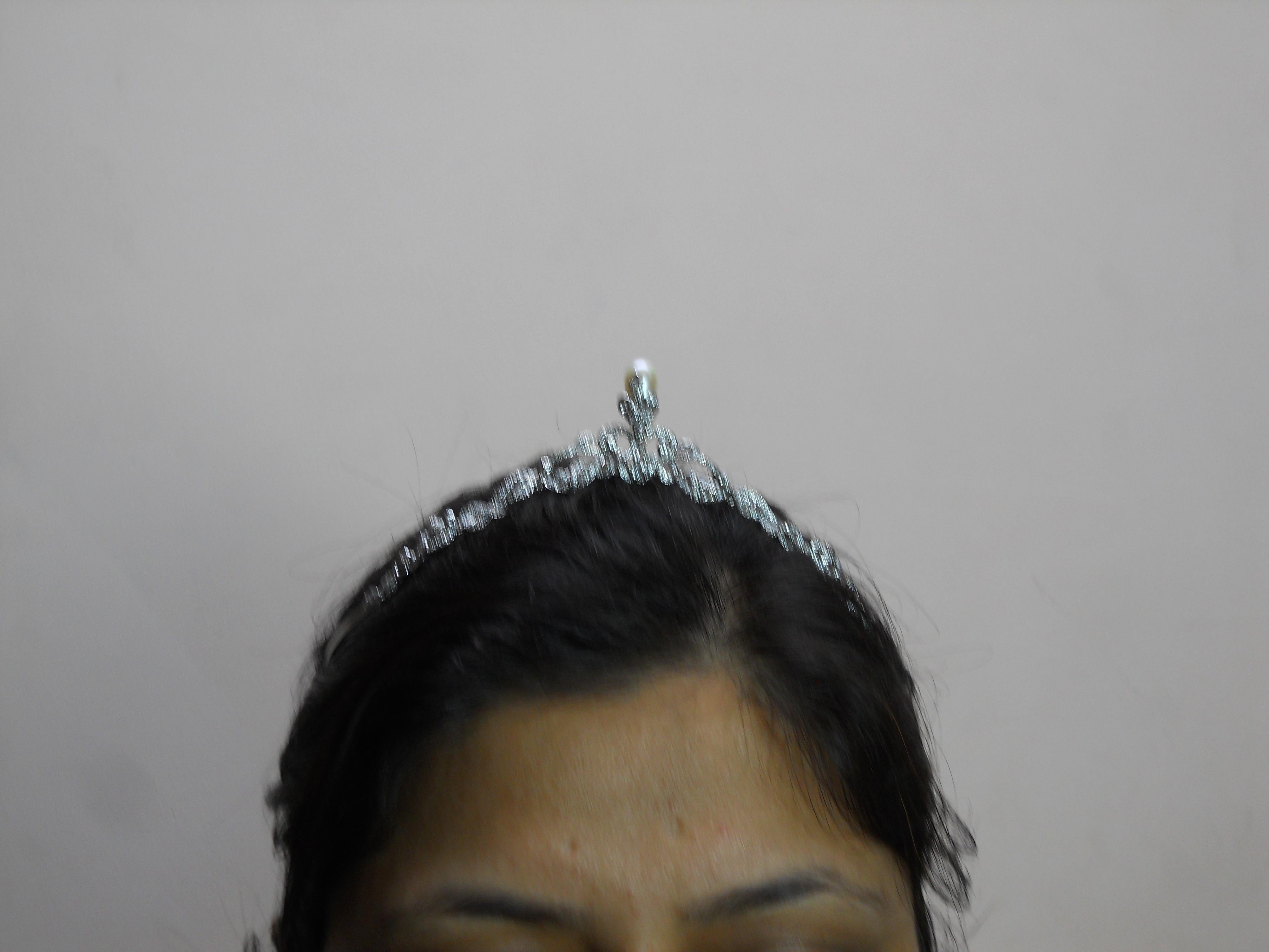 Donna Perle di diamante naturali a goccia in argento sterling collana a fascia convertibile con tiara in vendita