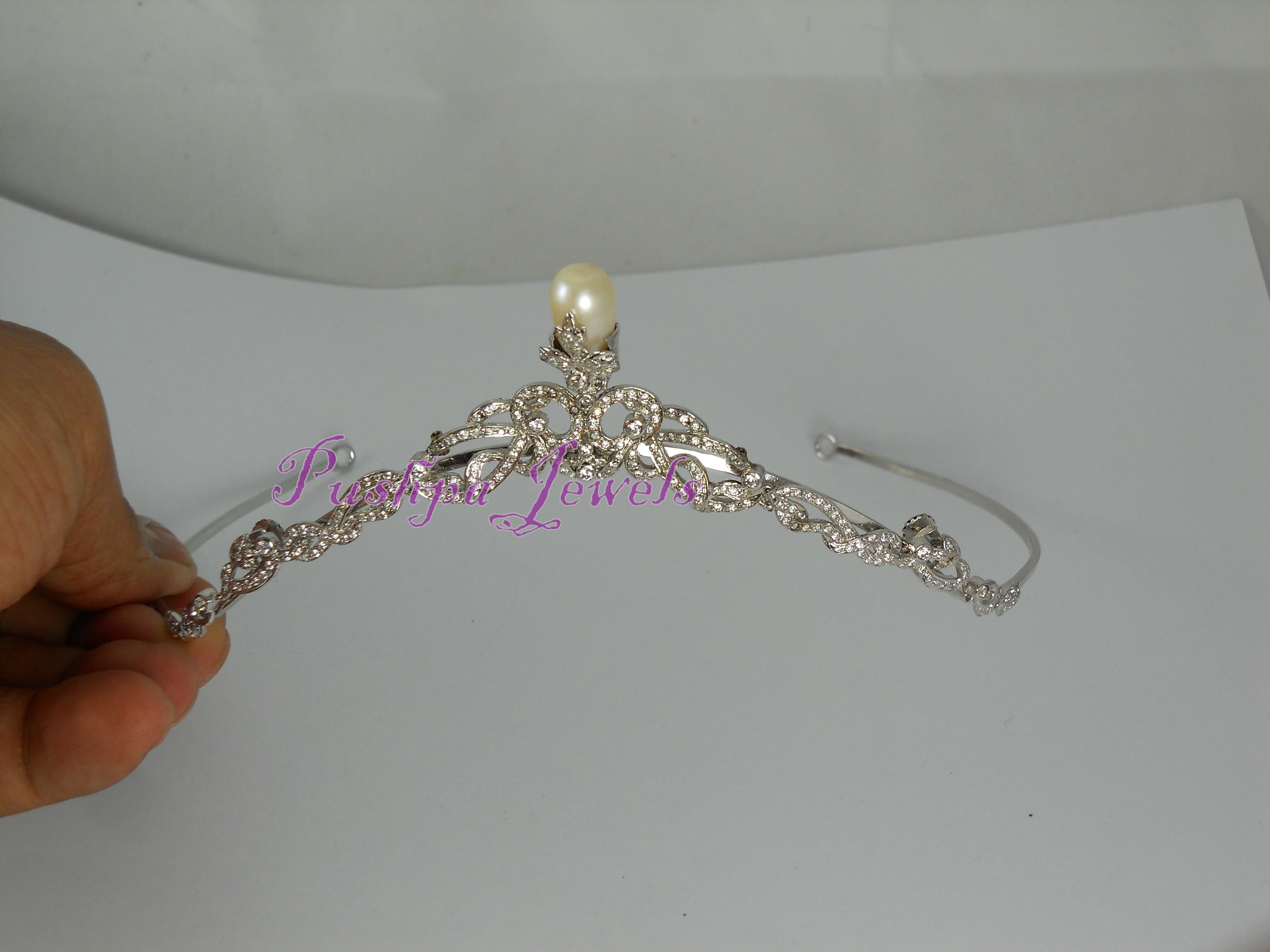 Perle di diamante naturali a goccia in argento sterling collana a fascia convertibile con tiara in vendita 3