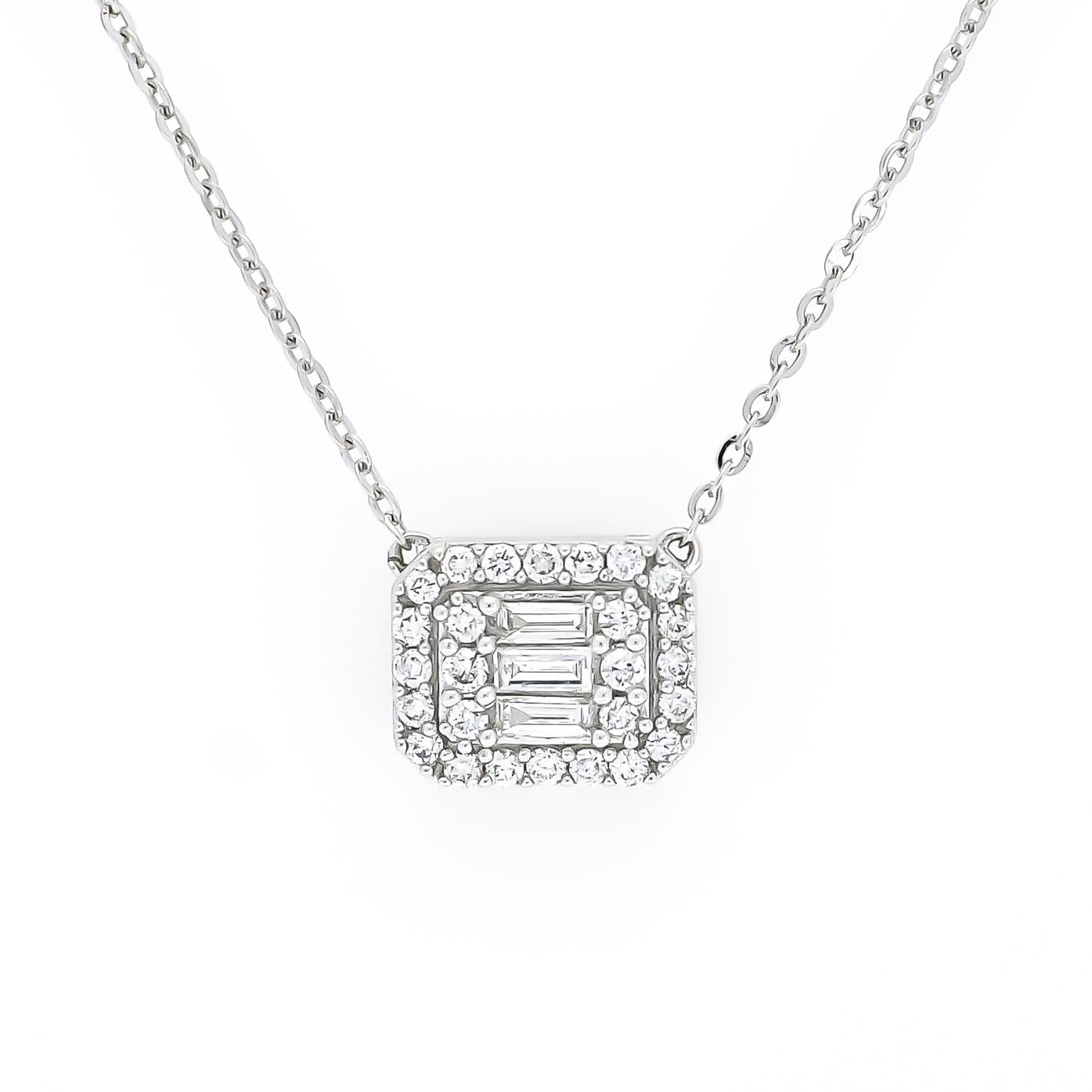 Halskette mit natürlichem Diamant-Anhänger 0,22 Karat 18KT Weißgold Cluster Halo Kette im Zustand „Neu“ im Angebot in Antwerpen, BE