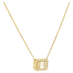 Pendentif diamant naturel 0.25 CT or jaune 18KT Cluster Halo Chain Necklace