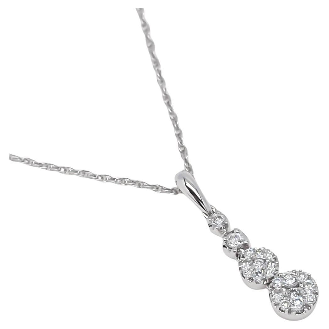 Natural Diamond Pendant 0.27 ct 18 Karat White Gold Graduating Cluster Pendant  For Sale