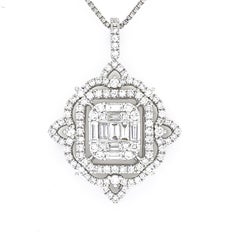 Colgante Diamante Natural 1.10 ct Collar Cadena Colgante Oro Blanco 18 Kilates