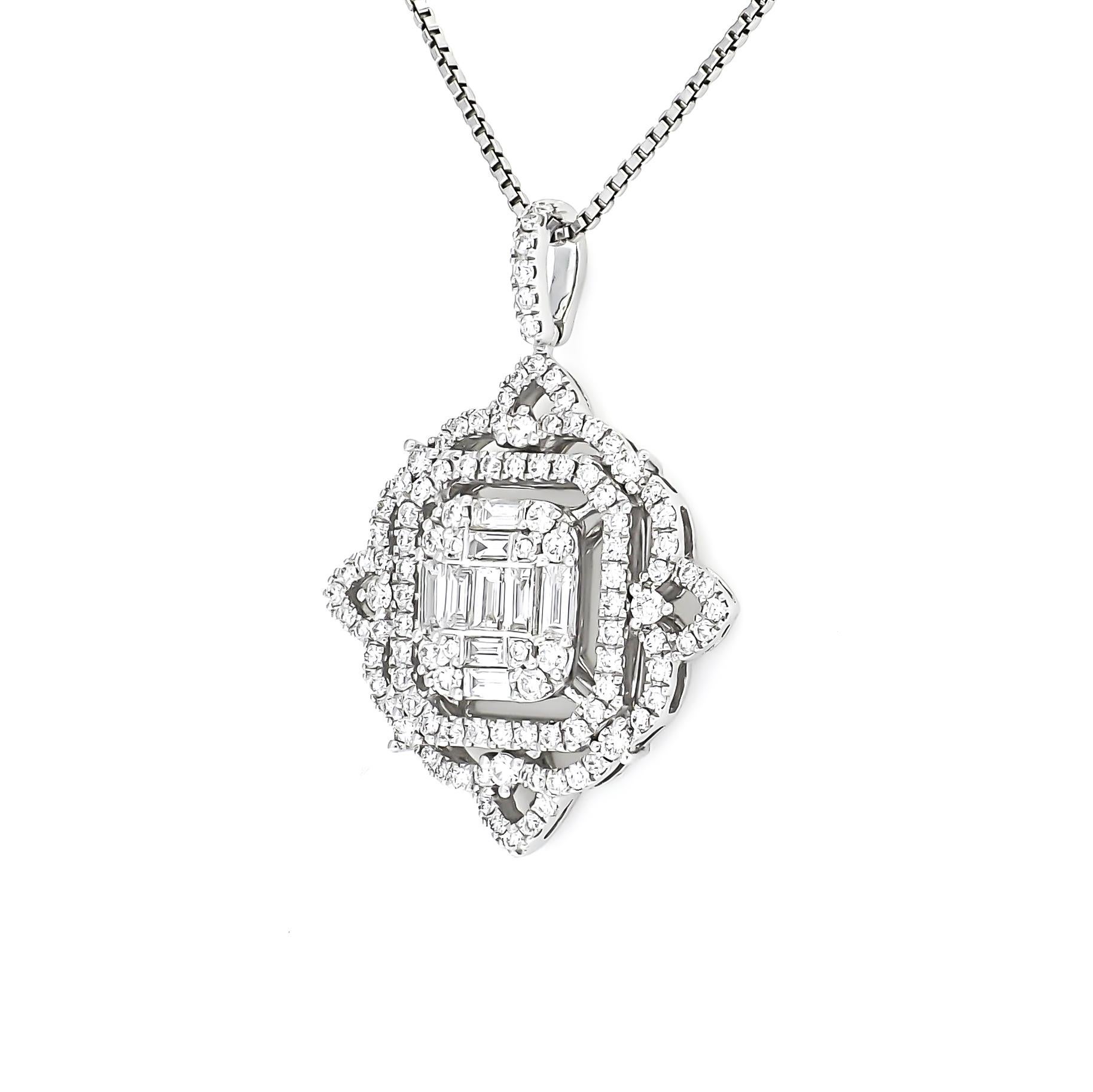 Pendentif diamant naturel 1,10 ct Collier chaîne pendentif en or blanc 18 carats en vente 3