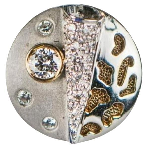 Ciondolo con diamante naturale e disegno di luna, stelle e onde dell
oceano in vendita